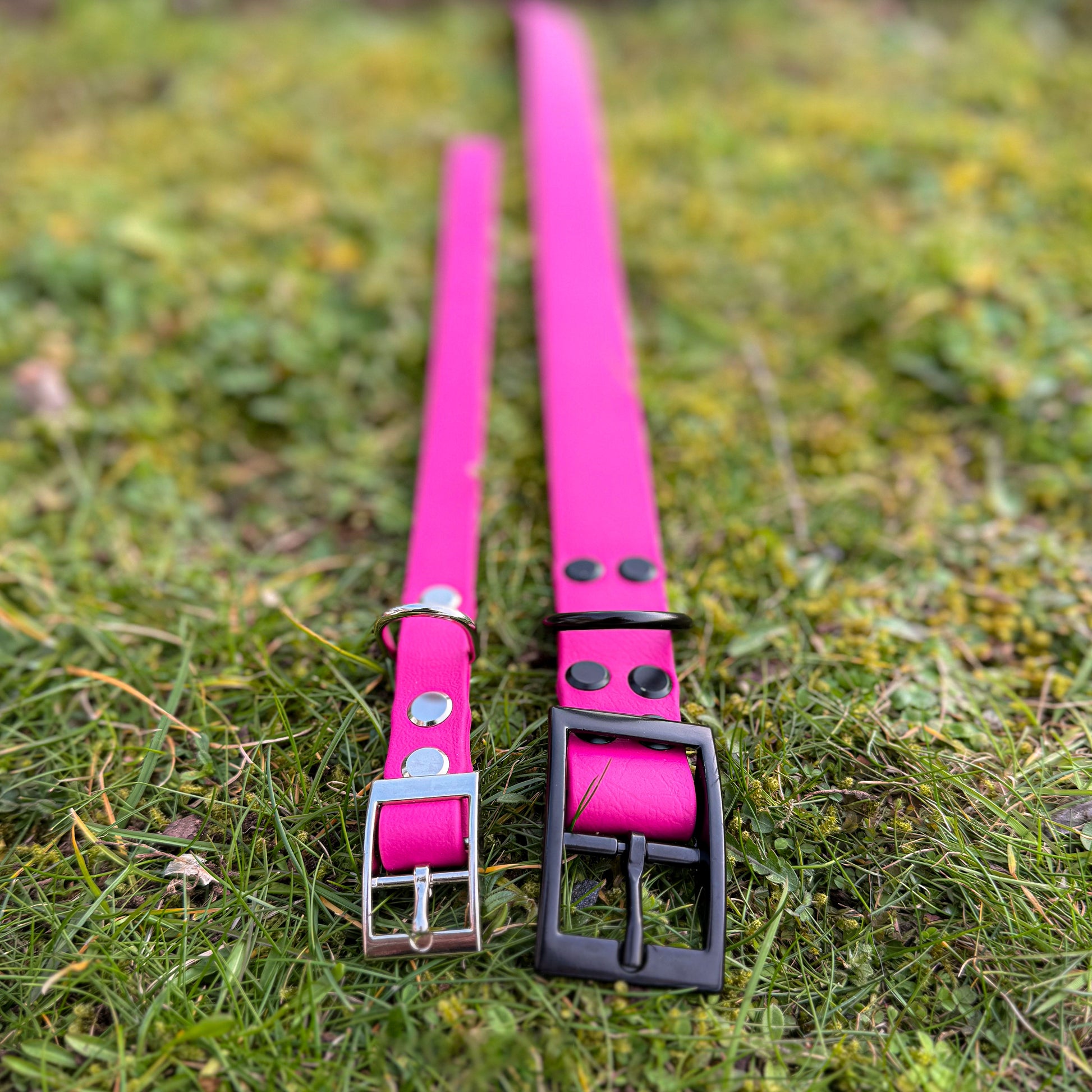 Small and Large Magenta Pink waterproof BioThane dog collar