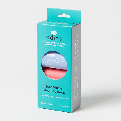 Colourful, compostable & biodegradable dog poo bags by Adios 💩🌱